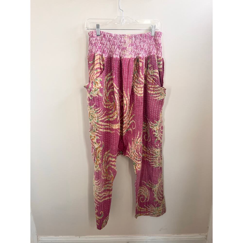 NWT Kantha Bae Good Vibes Harem pants pink free size boho festival summer